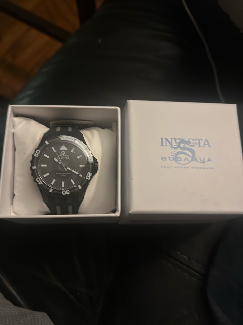 Invicta Black Stainless Steel Dive Watch with Black Strap